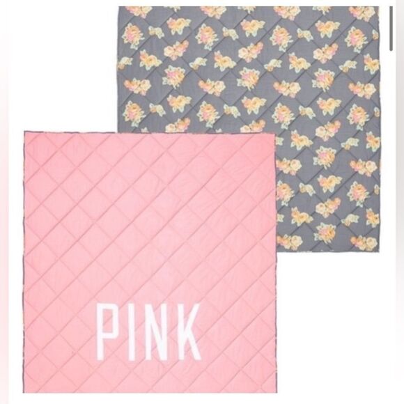 NEW VS PINK FLORAL DORM REVERSIBLE COMFORTER TWIN - Picture 1 of 9